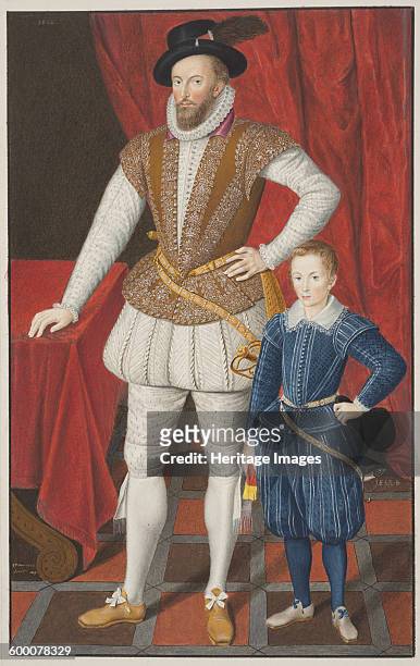 Sir Walter Raleigh and son, 1602. Private Collection. Artist : Anonymous.