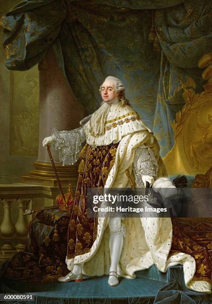 Portrait of the King Louis XVI in his Coronation Robes, 1779. Found in the collection of Ambras Castle, Innsbruck. Artist : Callet, Antoine-François .