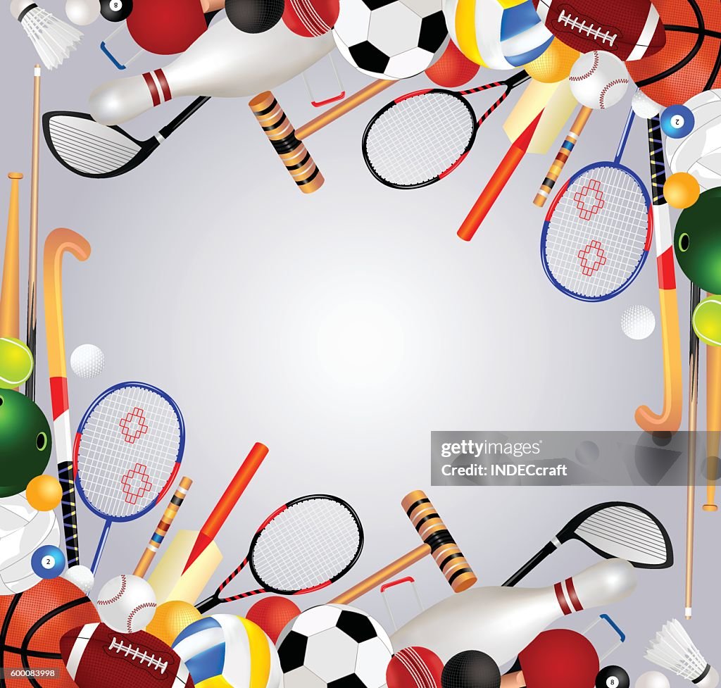 Sports Tools Graphics Sports Equipment Border Sport Equipment Frame Illustration Graphic