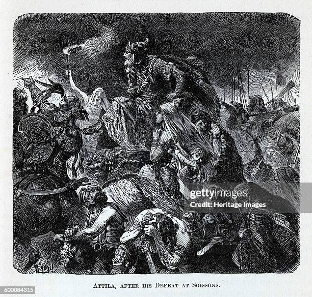 Attila after his Defeat at Soissons, 1882. Private Collection. Artist : Vogel, Hermann .