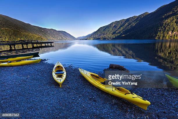 water sport kayak at lake crescent olympic national park - washington state stock pictures, royalty-free photos & images