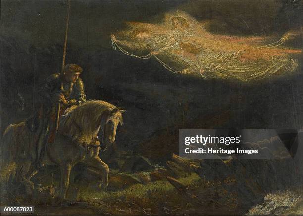 Sir Galahad. The Quest for the Holy Grail. Private Collection. Artist : Hughes, Arthur .