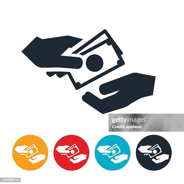 cash exchanging hands icon - passing giving stock illustrations