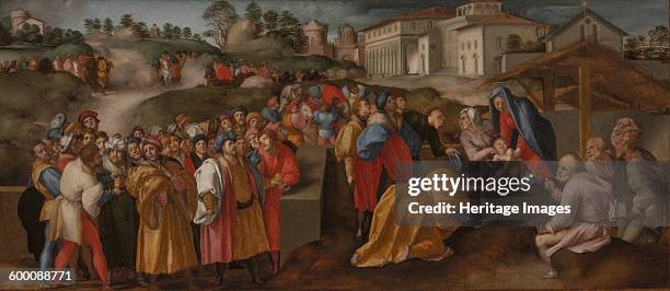 The Adoration of the Magi , 1519-1520. Found in the collection of Palazzo Pitti, Florence. Artist : Pontormo .