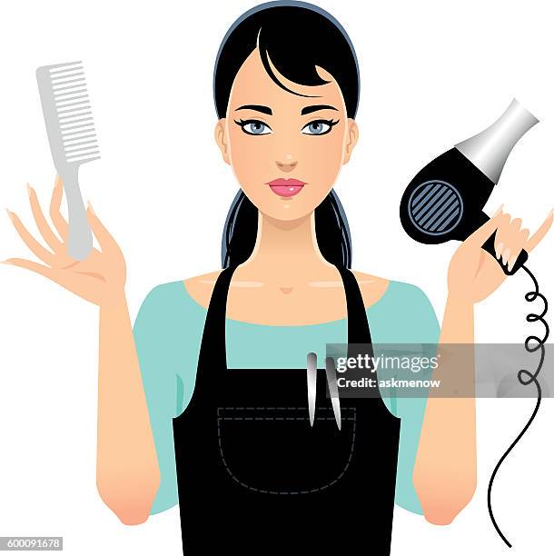 beauty stylist - black hair salon stock illustrations