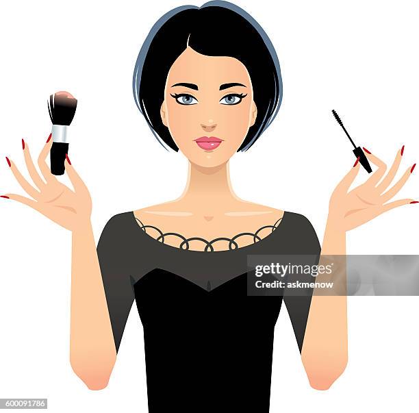 makeup artist - makeup brushes white stock illustrations