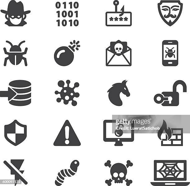 hacker cyber crime silhouette icons | eps10 - imitation stock-grafiken, -clipart, -cartoons und -symbole
