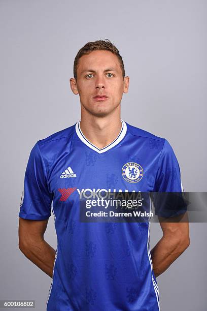 Nemanja Matic of Chelsea during the Official Portrait session at Chelsea Training Ground on August 11, 2016 in Cobham, England.