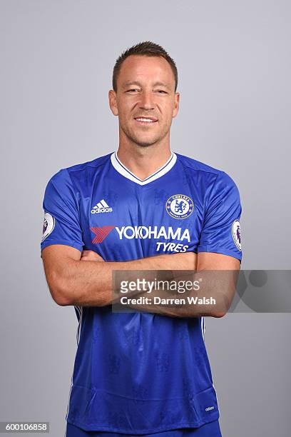 John Terry of Chelsea during the Official Portrait session at Chelsea Training Ground on August 11, 2016 in Cobham, England.