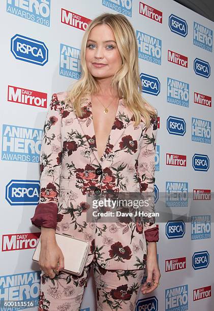 Laura Whitmore arrives for Daily Mirror and RSPCA Animal Hero Awards at Grosvenor House, on September 7, 2016 in London, England.