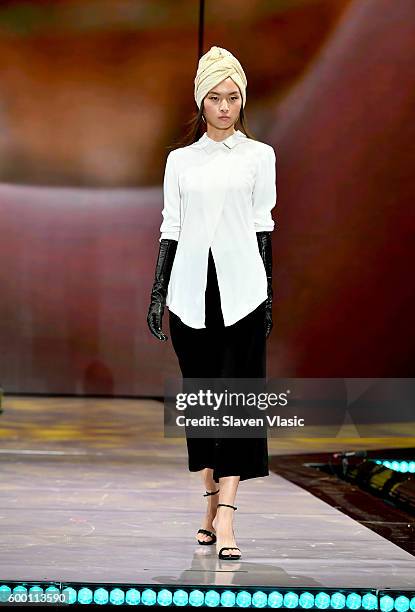 Models walk the runway wearing Rachel Roy as Macy's Presents Fashion's Front Row kicks-off New York Fashion Week at The Theater at Madison Square...