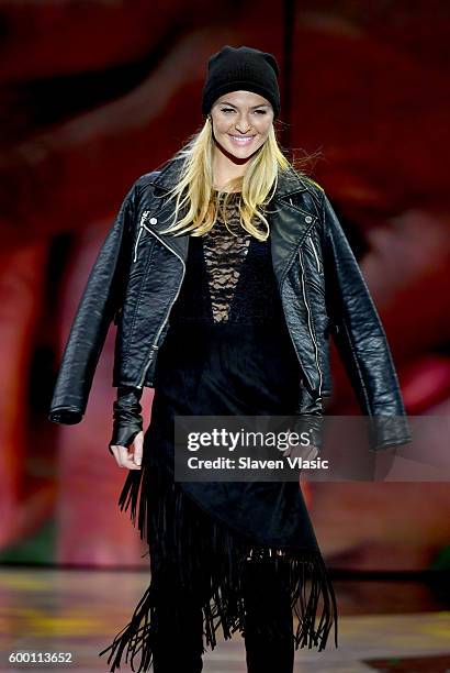 Models walk the runway wearing Rachel Roy as Macy's Presents Fashion's Front Row kicks-off New York Fashion Week at The Theater at Madison Square...