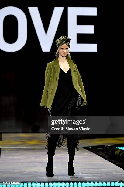 Models walk the runway wearing Rachel Roy as Macy's Presents Fashion's Front Row kicks-off New York Fashion Week at The Theater at Madison Square...