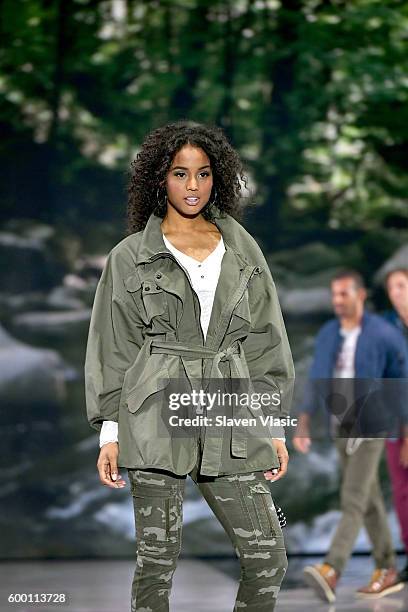 Models walk the runway wearing Rachel Roy as Macy's Presents Fashion's Front Row kicks-off New York Fashion Week at The Theater at Madison Square...