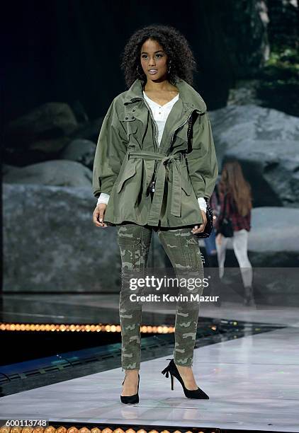 Models walk the runway wearing Rachel Roy as Macy's Presents Fashion's Front Row kicks-off New York Fashion Week at The Theater at Madison Square...