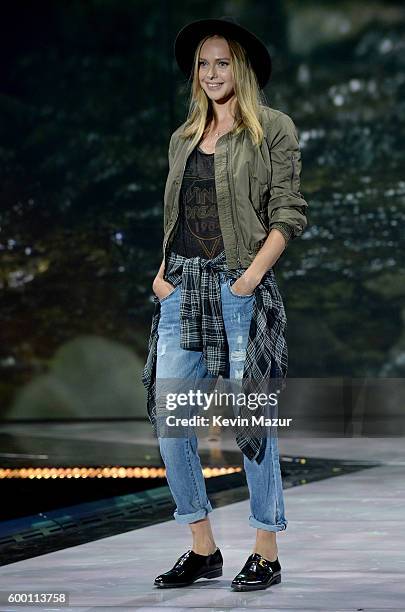 Models walk the runway wearing Rachel Roy as Macy's Presents Fashion's Front Row kicks-off New York Fashion Week at The Theater at Madison Square...
