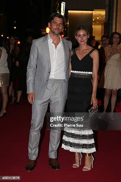 Olivia Palermo and Johannes Hueb attend the Cartier Fifth Avenue Mansion Reopening Party at Cartier Mansion on September 7, 2016 in New York City.