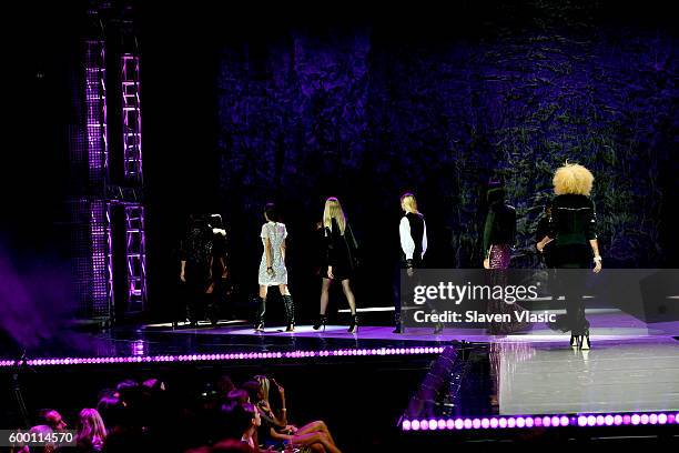 Models walk the runway as Macy's Presents Fashion's Front Row kicks-off New York Fashion Week at The Theater at Madison Square Garden on September 7,...