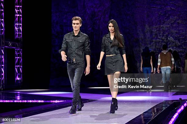 Models walk the runway as Macy's Presents Fashion's Front Row kicks-off New York Fashion Week at The Theater at Madison Square Garden on September 7,...