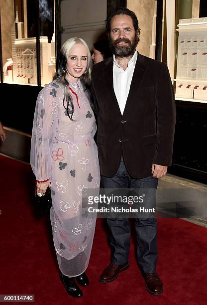 Artist Hope Atherton and Gavin Brown attend the Cartier Fifth Avenue Grand Reopening Event at the Cartier Mansion on September 7, 2016 in New York...