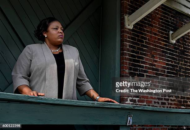 Petersburg Virginia's Interim City Manager Dironna Moore Belton stands on the platform at the old city depot in the historic section of Petersburg,...