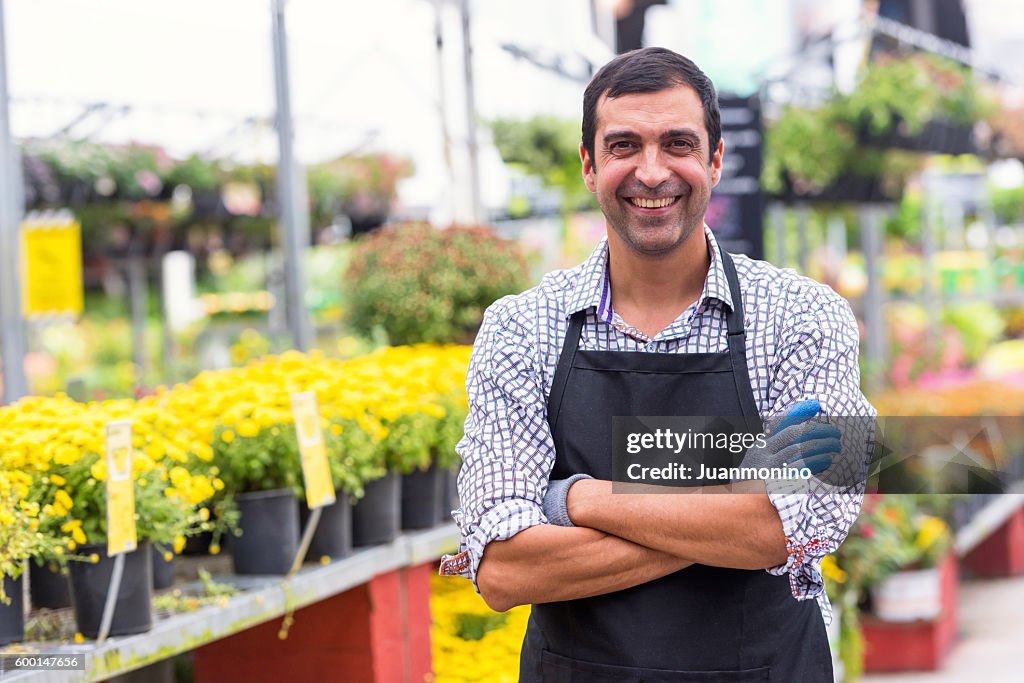 Male Florist working at a nursery