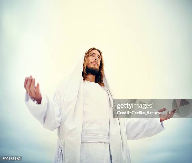the meek shall inherit the earth - jesus with open arms stock pictures, royalty-free photos & images