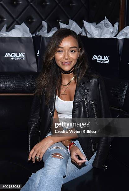 Actress Ashley Madekwe attends a private event at Hyde Staples Center hosted by AQUAhydrate for the Drake and Future concert on September 7, 2016 in...