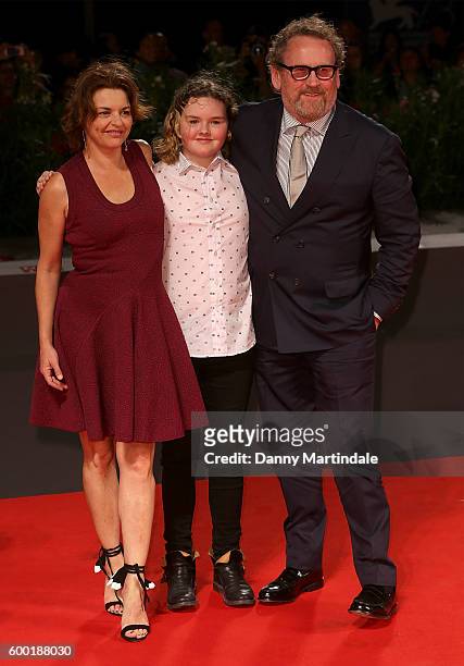 Ines Glorian, Ada Meaney and actor Colm Meaney attends the premiere of 'The Journey' during the 73rd Venice Film Festival a Sala Grande on September...
