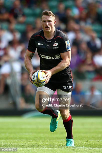 Chris Ashton of Saracens in action action during the Aviva Premiership match between Saracens and Worcester Warriors at Twickenham Stadium on...