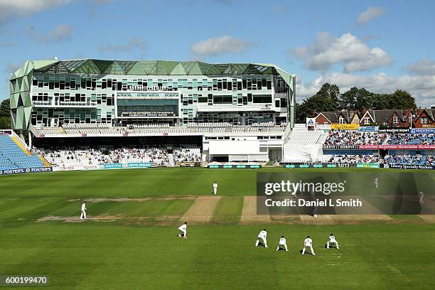 General view of play during Day Three of the Specsavers County Championship Division One match between Yorkshire and Durham at Headingley on...