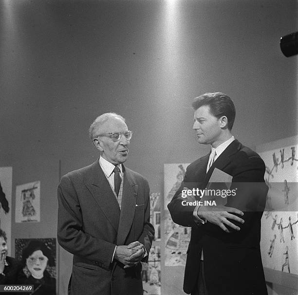 Marcel L'Herbier and Gérard Philipe on the set "free Cinema".