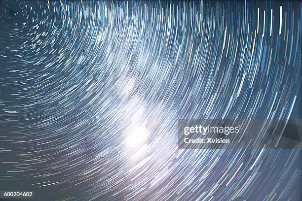 milkyway on sky during auguest in southeast china - long exposure light trails stock pictures, royalty-free photos & images