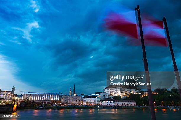 heavy storm in linz - linz stock pictures, royalty-free photos & images