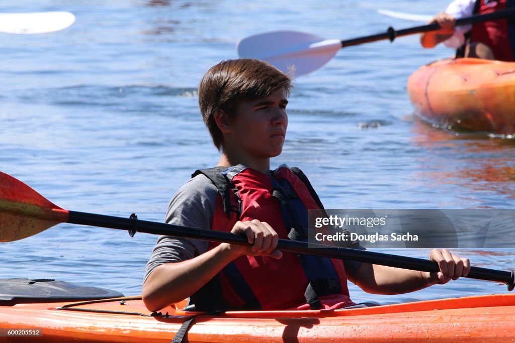 Kayak Riders Closeup Of A Kayak Rider Paddling His Boat High-Res Stock Photo - Getty ...