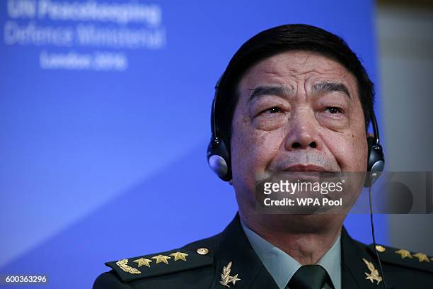China State Councilor and Minister of National Defence Chang Wanquan listens during "Improving Peacekeeping - Rapid Deployment" during the UN...