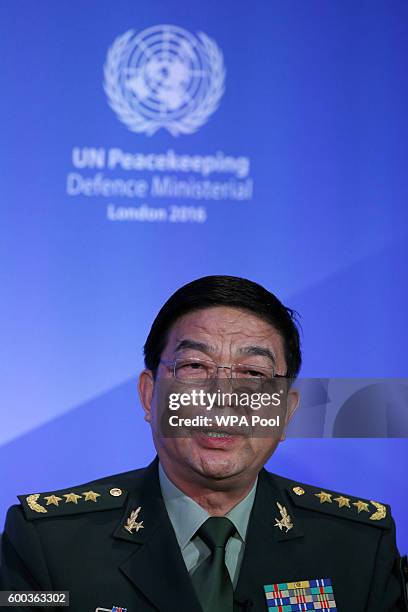 China State Councilor and Minister of National Defence Chang Wanquan speaks during "Improving Peacekeeping - Rapid Deployment" during the UN...