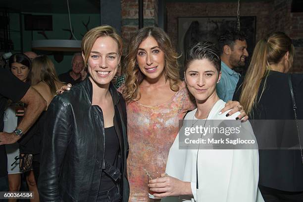 Elliott Sailors, Lauren Rae Levy and Olimpia Valli Fassi attend the Lauren Rae Levy Birthday Celebration and NYFW Kickoff on September 7, 2016 in New...