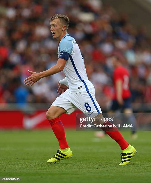 James Ward-Prowse of England U21 during the UEFA European U21 Championship Qualifier Group 9 match between England U21 and Norway U21 at Colchester...