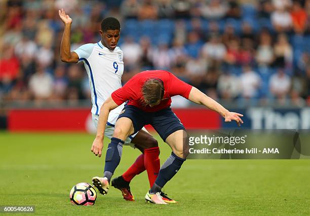 Marcus Rashford of England U21 in action during the UEFA European U21 Championship Qualifier Group 9 match between England U21 and Norway U21 at...