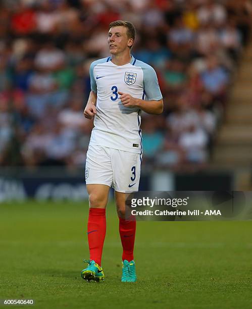 Matt Targett of England U21 during the UEFA European U21 Championship Qualifier Group 9 match between England U21 and Norway U21 at Colchester...