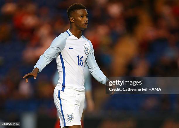 Demarai Gray of England U21 during the UEFA European U21 Championship Qualifier Group 9 match between England U21 and Norway U21 at Colchester...