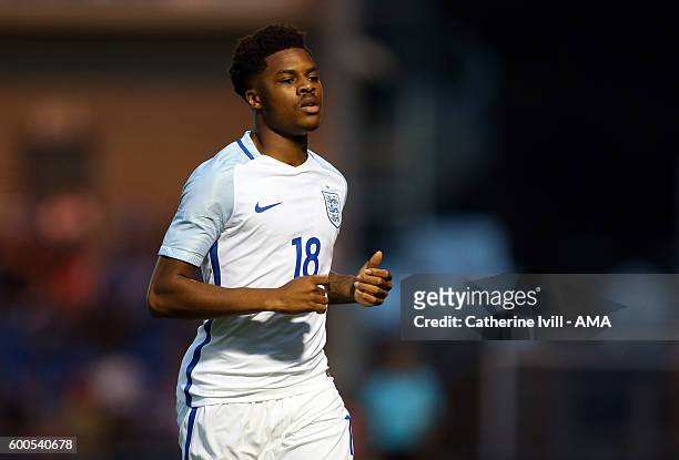 Chuba Akpom of England U21 during the UEFA European U21 Championship Qualifier Group 9 match between England U21 and Norway U21 at Colchester...