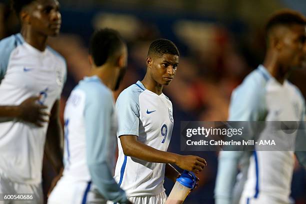 Marcus Rashford of England U21 during the UEFA European U21 Championship Qualifier Group 9 match between England U21 and Norway U21 at Colchester...