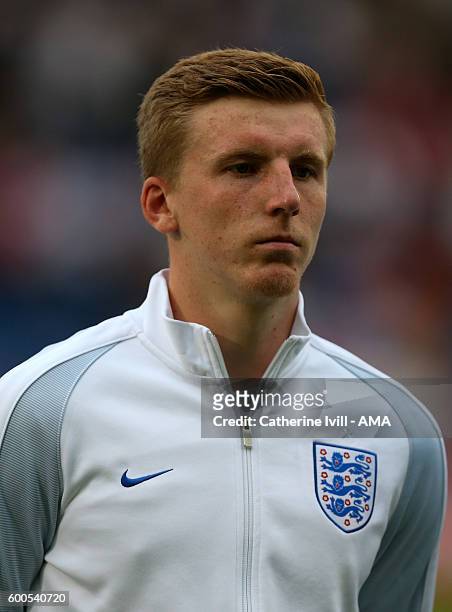 Matt Targett of England U21 during the UEFA European U21 Championship Qualifier Group 9 match between England U21 and Norway U21 at Colchester...