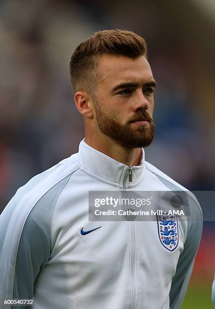 Calum Chambers of England U21 during the UEFA European U21 Championship Qualifier Group 9 match between England U21 and Norway U21 at Colchester...