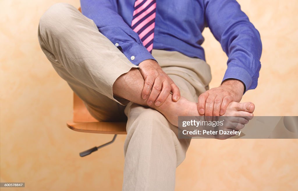 Senior man with gout