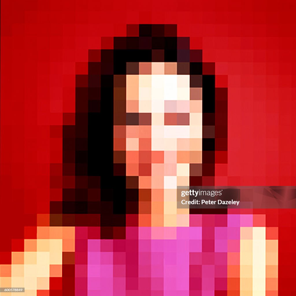 Pixelated woman