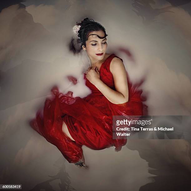 woman in red dress - tina terras michael walter 個照片及圖片檔