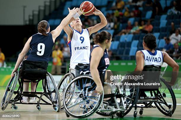 Fabienne Saint Omer-Delfine of team France in action during the game between USA vs France in prelimimary round of the Women's's Wheelchair...